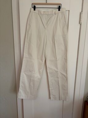 J. CREW size 8 TallCream High-Rise Pleated Cotton Trousers